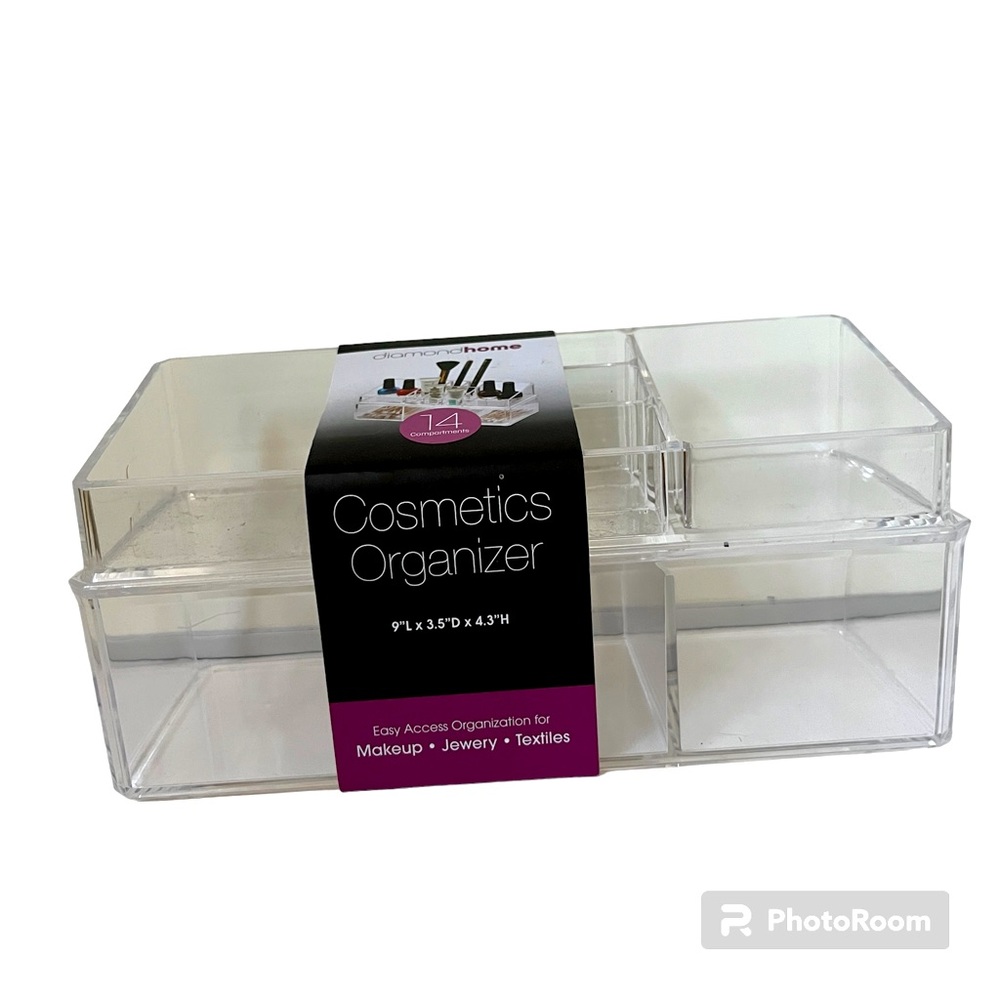 New Cosmetics Makeup Organizer, Clear, 14 Compartments